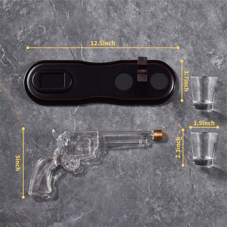 Revolver Whiskey Decanter Set with Shot Glasses