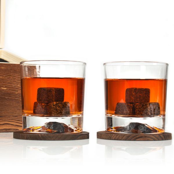 Custom Engraved Crown Super Dad - Personalized Whiskey Glasses In Wood Gift Box