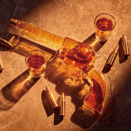 Revolver Whiskey Decanter Set with Shot Glasses