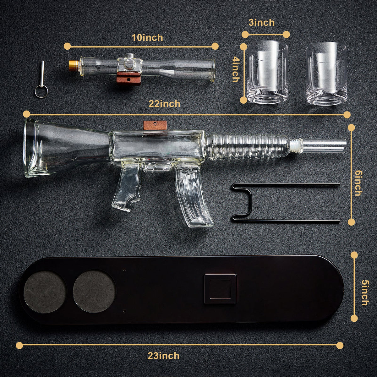 Rifle Whiskey Decanter Set with Whiskey Glasses