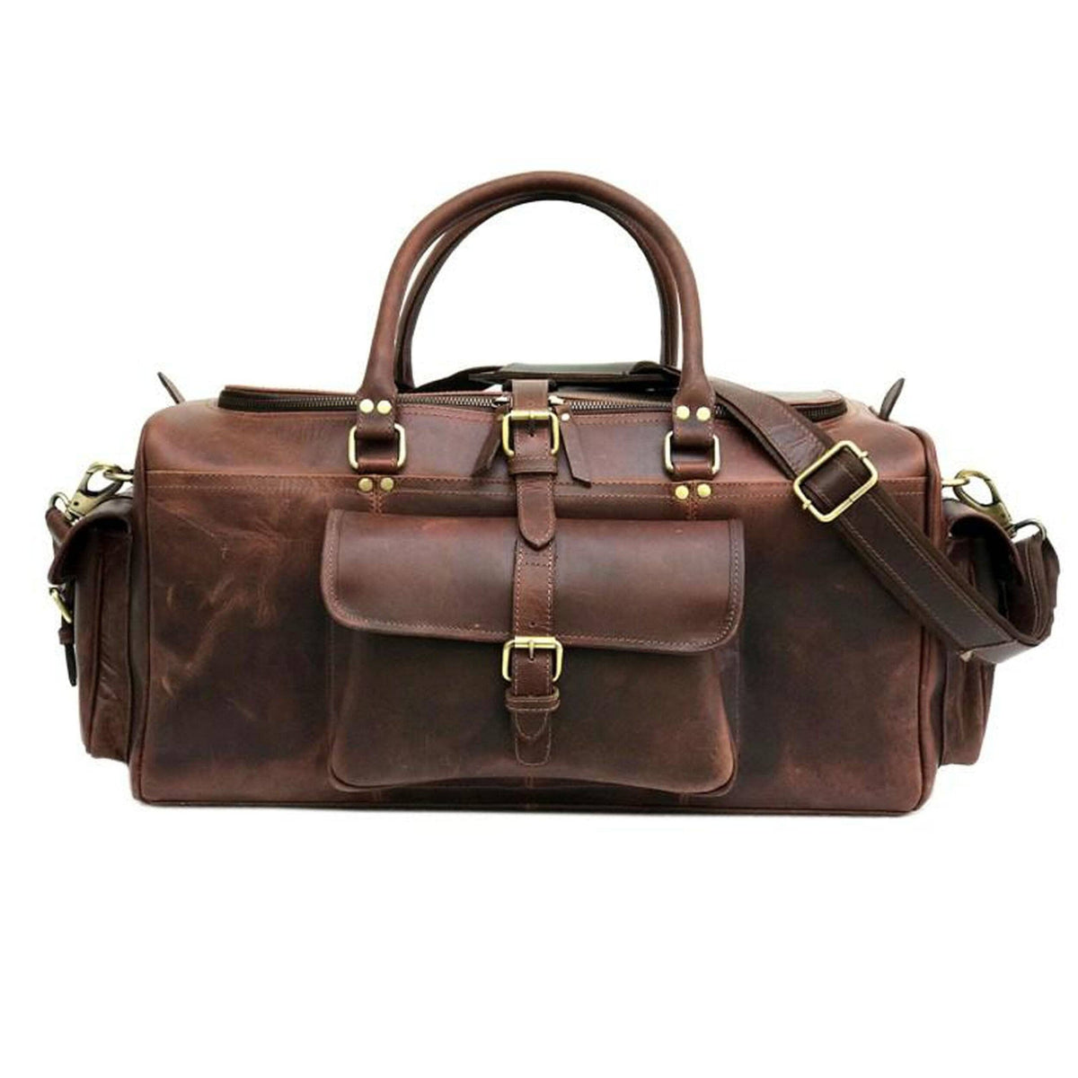 The Richardson Buffalo Leather Duffle Bag | Handmade Vintage Weekender Travel Bag for Men