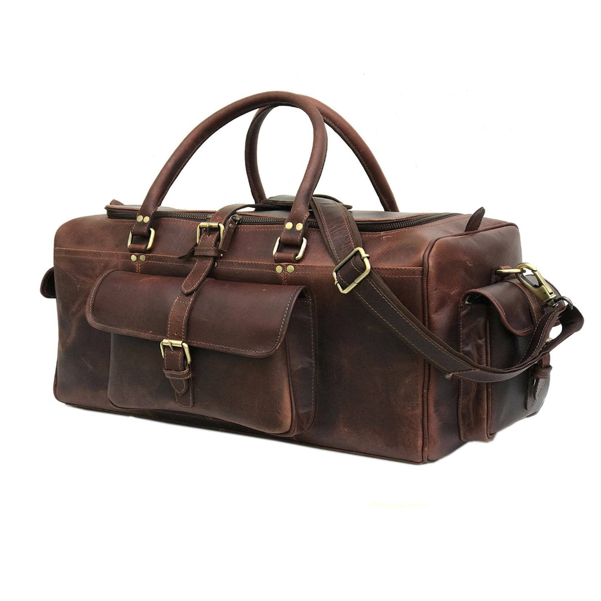 The Richardson Buffalo Leather Duffle Bag | Handmade Vintage Weekender Travel Bag for Men