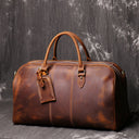 Full Grain Leather Duffle Bag Men's Vintage Weekender Carry-On Travel Bag