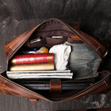 Full Grain Leather Duffle Bag Men's Vintage Weekender Carry-On Travel Bag