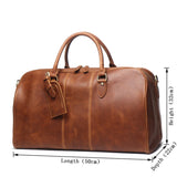 Full Grain Leather Duffle Bag Men's Vintage Weekender Carry-On Travel Bag