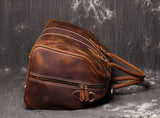 Full Grain Leather Duffle Bag Men's Vintage Weekender Carry-On Travel Bag