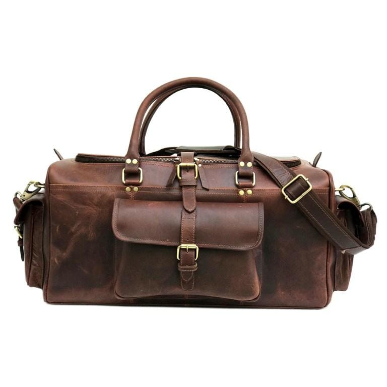 The Richardson Buffalo Leather Duffle Bag | Handmade Vintage Weekender Travel Bag for Men