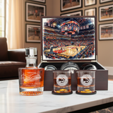 Atlanta Hawks Decanter Set - Artistic Basketball Arena Rendering with Luxury Wood Box