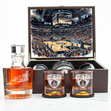 Brooklyn Nets Decanter Set - Artistic Basketball Arena Rendering with Luxury Wood Box