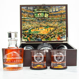 Boston Celtics Decanter Set - Artistic Basketball Arena Rendering with Luxury Wood Box