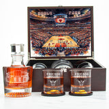 Chicago Bulls Decanter Set - Artistic Basketball Arena Rendering with Luxury Wood Box