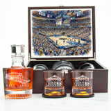 Denver Nuggets Decanter Set - Artistic Basketball Arena Rendering with Luxury Wood Box