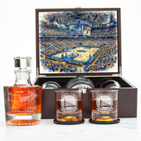Golden State Warriors Decanter Set - Artistic Basketball Arena Rendering with Luxury Wood Box
