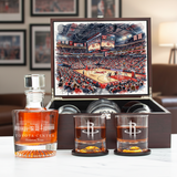 Houston Rockets Decanter Set - Artistic Basketball Arena Rendering with Luxury Wood Box