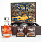 Indiana Pacers Decanter Set - Artistic Basketball Arena Rendering with Luxury Wood Box