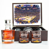 Los Angeles Lakers Decanter Set - Artistic Basketball Arena Rendering with Luxury Wood Box