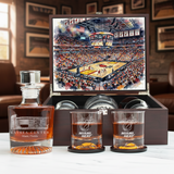 Miami Heat Decanter Set - Artistic Basketball Arena Rendering with Luxury Wood Box