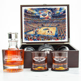 New Orleans Pelicans Decanter Set - Artistic Basketball Arena Rendering with Luxury Wood Box