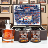 Philadelphia 76ers Decanter Set - Artistic Basketball Arena Rendering with Luxury Wood Box