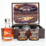 Phoenix Suns Decanter Set - Artistic Basketball Arena Rendering with Luxury Wood Box