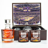 Sacramento Kings Decanter Set - Artistic Basketball Arena Rendering with Luxury Wood Box