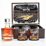 San Antonio Spurs Decanter Set - Artistic Basketball Arena Rendering with Luxury Wood Box