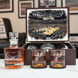 San Antonio Spurs Decanter Set - Artistic Basketball Arena Rendering with Luxury Wood Box