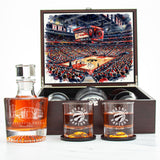 Toronto Raptors Decanter Set - Artistic Basketball Arena Rendering with Luxury Wood Box