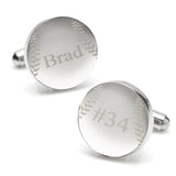Personalized Baseball Cufflinks – Engravable Stainless Steel Baseball Cuff Links