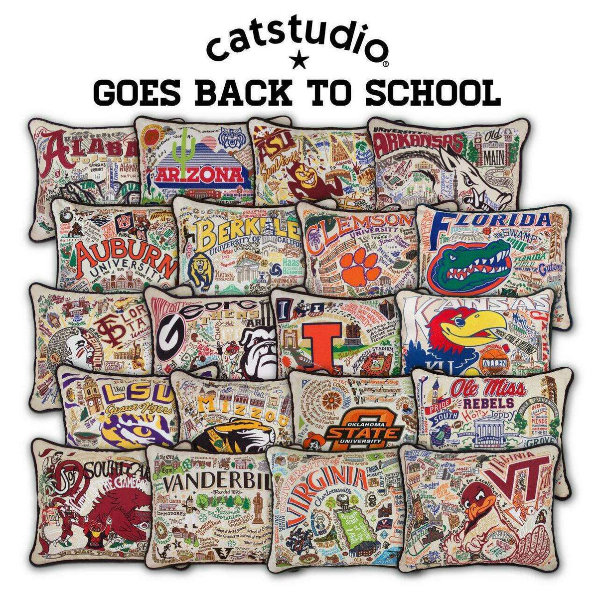 Arkansas, University of Collegiate Hand-Embroidered Pillow