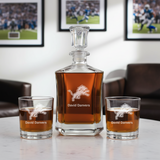 Detroit Lions Decanter Gift Set - Football Fanatic Gift Ideas - Crown Classic Personalized Whiskey Decanter Set