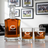 Chicago Bears Decanter Gift Set - Football Fanatic Gift Ideas - Crown Classic Personalized Whiskey Decanter Set