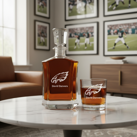 Philadelphia Eagles Decanter Gift Set - Football Fanatic Gift Ideas - Crown Classic Personalized Whiskey Decanter Set