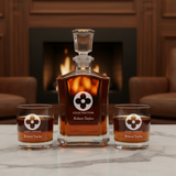 Personalized LV Louis Vuitton Flower - Custom Decanter Set - Personalized Crown Decanter Set with Whiskey Glasses