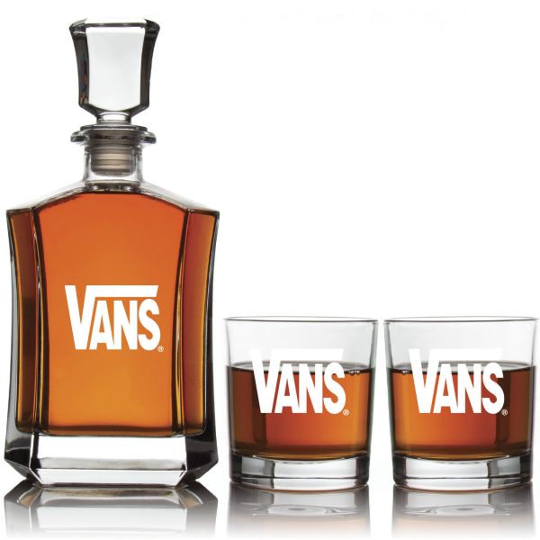 Personalized Vans - Custom Decanter Set - Personalized Crown Decanter Set with Whiskey Glasses