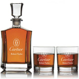 Personalized Cartier - Custom Decanter Set - Personalized Crown Decanter Set with Whiskey Glasses