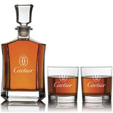 Personalized Cartier - Custom Decanter Set - Personalized Crown Decanter Set with Whiskey Glasses