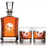 Thor's Mjolnir Hammer Custom Crown Decanter Set - Gifts For Him - Personalized Liquor Decanter Set