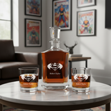 Batman and Superman Custom Crown Decanter Set - Gifts For Him - Personalized Liquor Decanter Set