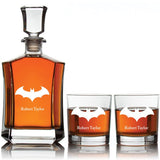 Batman Modern Custom Crown Decanter Set - Gifts For Him - Personalized Liquor Decanter Set