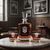 Slytherin - Custom Decanter Set - Personalized Crown Decanter Set with Whiskey Glasses