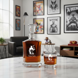 Wolverine - Custom Decanter Set - Personalized Crown Decanter Set with Whiskey Glasses