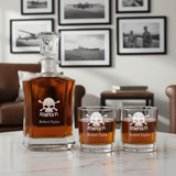 Semper Fi - Custom Decanter Set - Personalized Crown Decanter Set with Whiskey Glasses