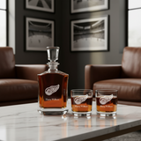 Personalized Hockey Detroit Red Wings - Custom Crown Decanter Set - Hockey Fanatic Gift Ideas