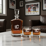 Personalized Hockey Calgary Flames - Custom Crown Decanter Set - Hockey Fanatic Gift Ideas