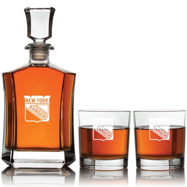 Personalized Hockey New York Rangers - Custom Crown Decanter Set - Hockey Fanatic Gift Ideas