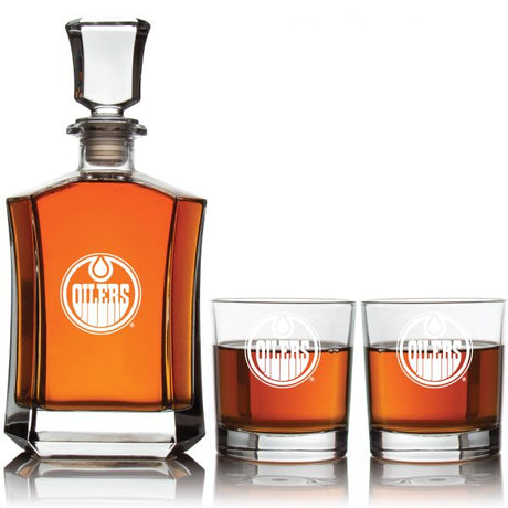 Personalized Hockey Edmonton Oilers - Custom Crown Decanter Set - Hockey Fanatic Gift Ideas