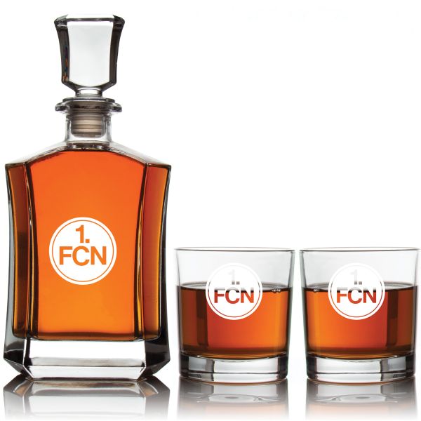 Engraved 1. FC Nurnberg - Personalized Crown Decanter Set with Whiskey Glasses