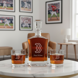 Engraved Boston - Personalized Crown Decanter Set with Whiskey Glasses
