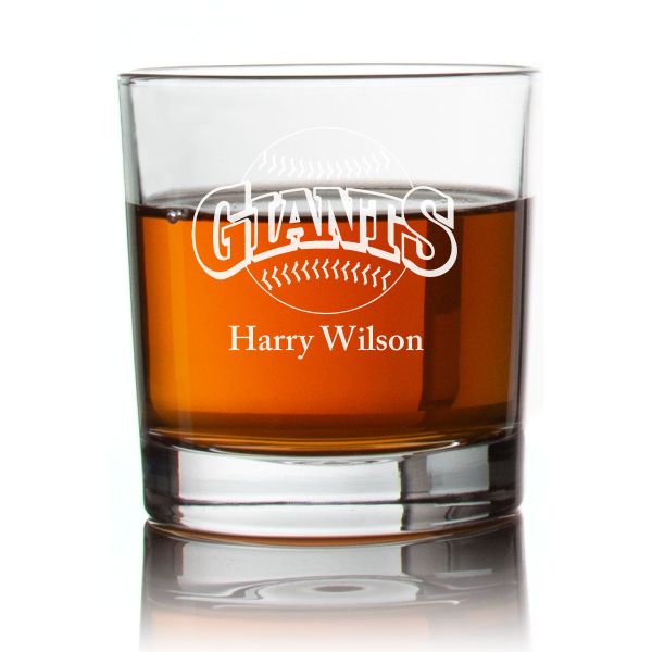 Engraved Giants Rocks Glass - Personalized Whiskey Glasses - Man Cave Gift Ideas - Gifts For Him - Baseball Fanatics - 2pcs